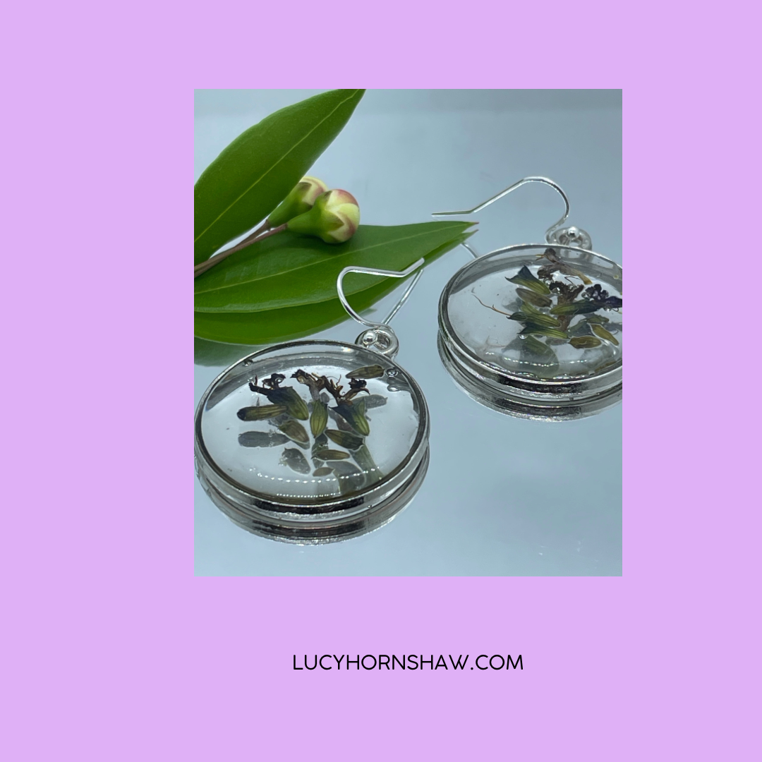 Athens garden flowers & resin disc earrings