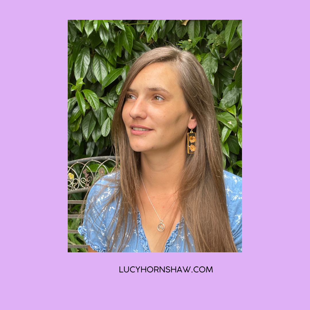 Euphorbia & resin oblong earrings