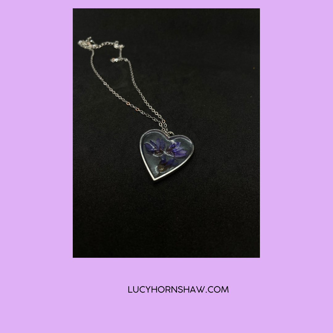 Campanula & resin heart earrings
