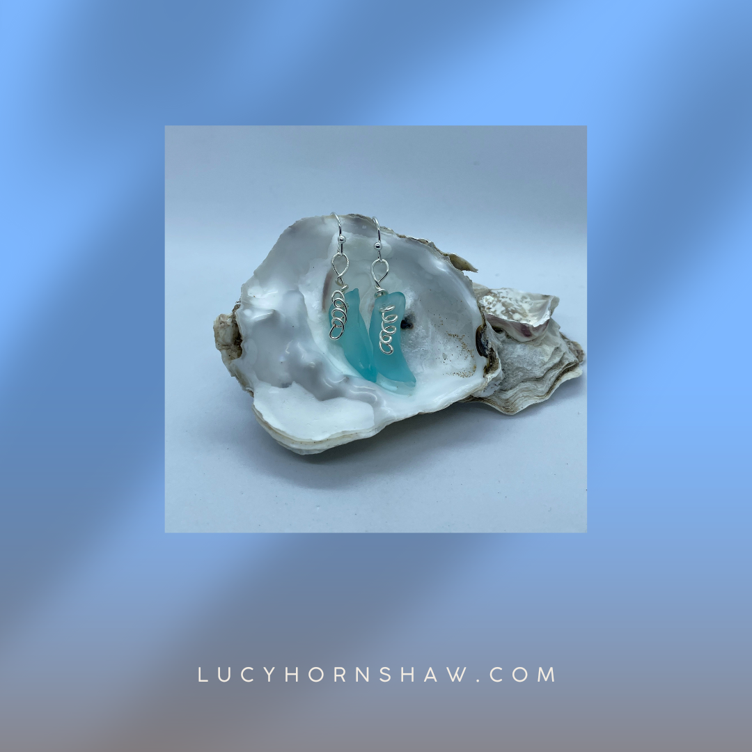 Turquoise seaglass earrings