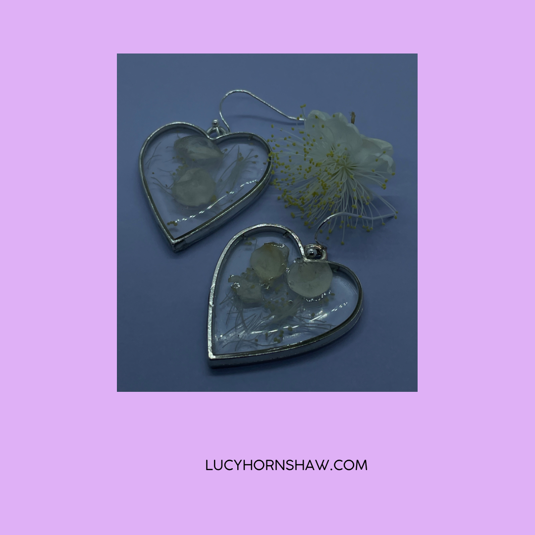 Myrtle & resin heart earrings
