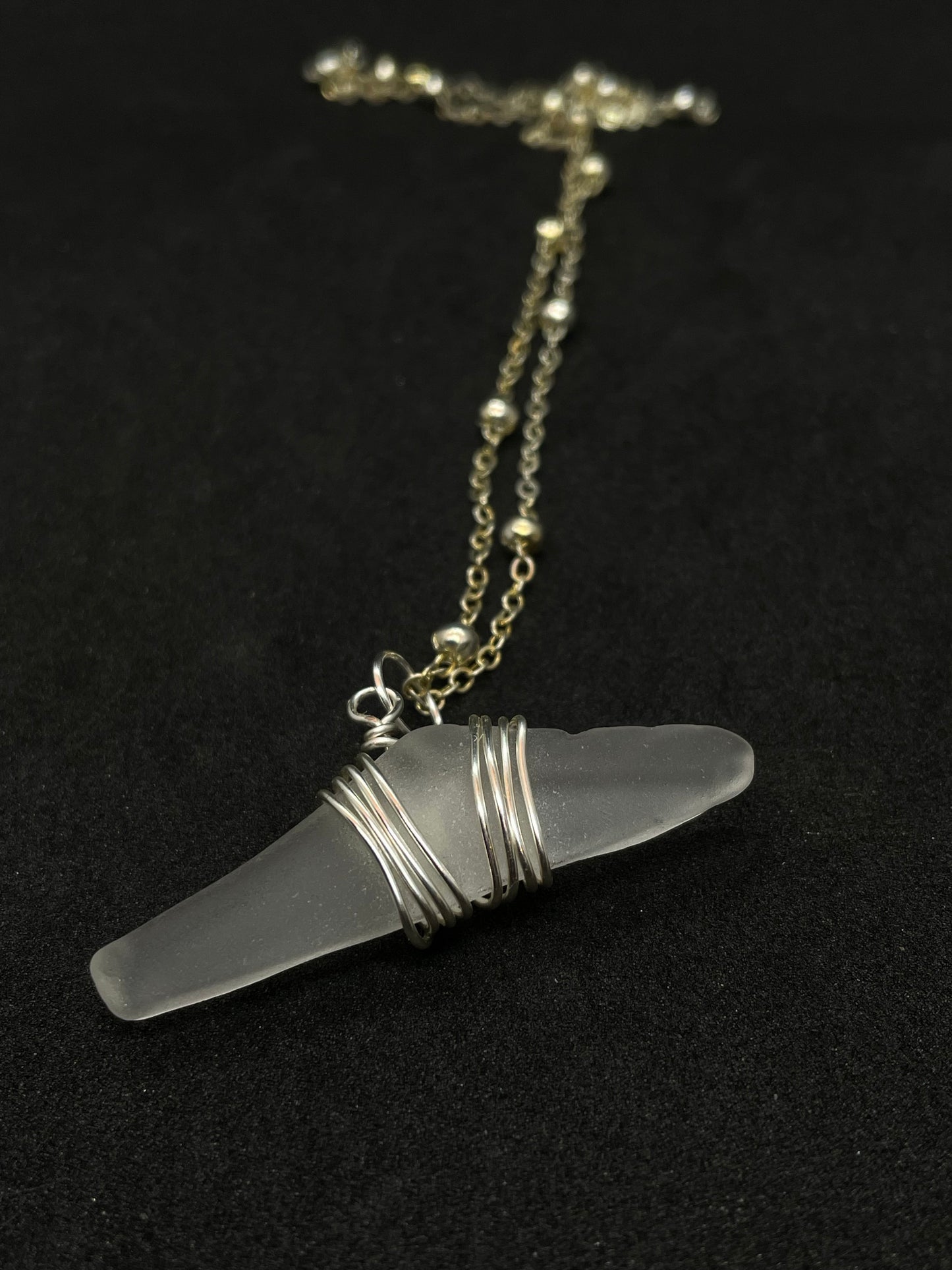 White seaglass necklace