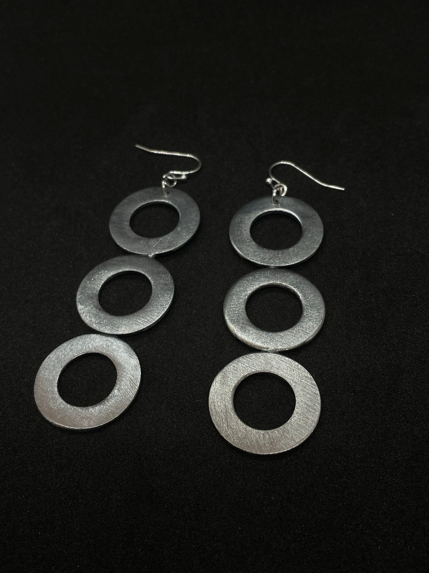 3 steel rings earrings