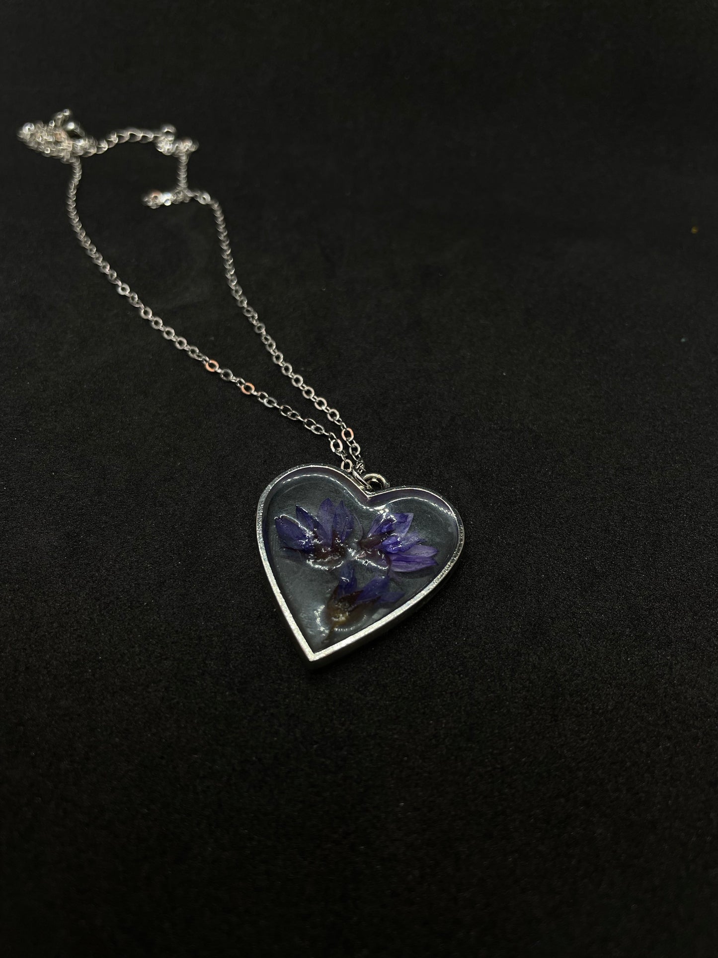Campanula & resin heart necklace