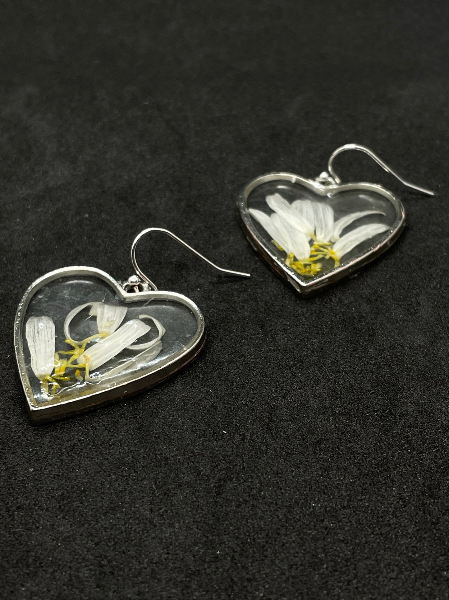 Michaelmas Daisy & resin heart earrings