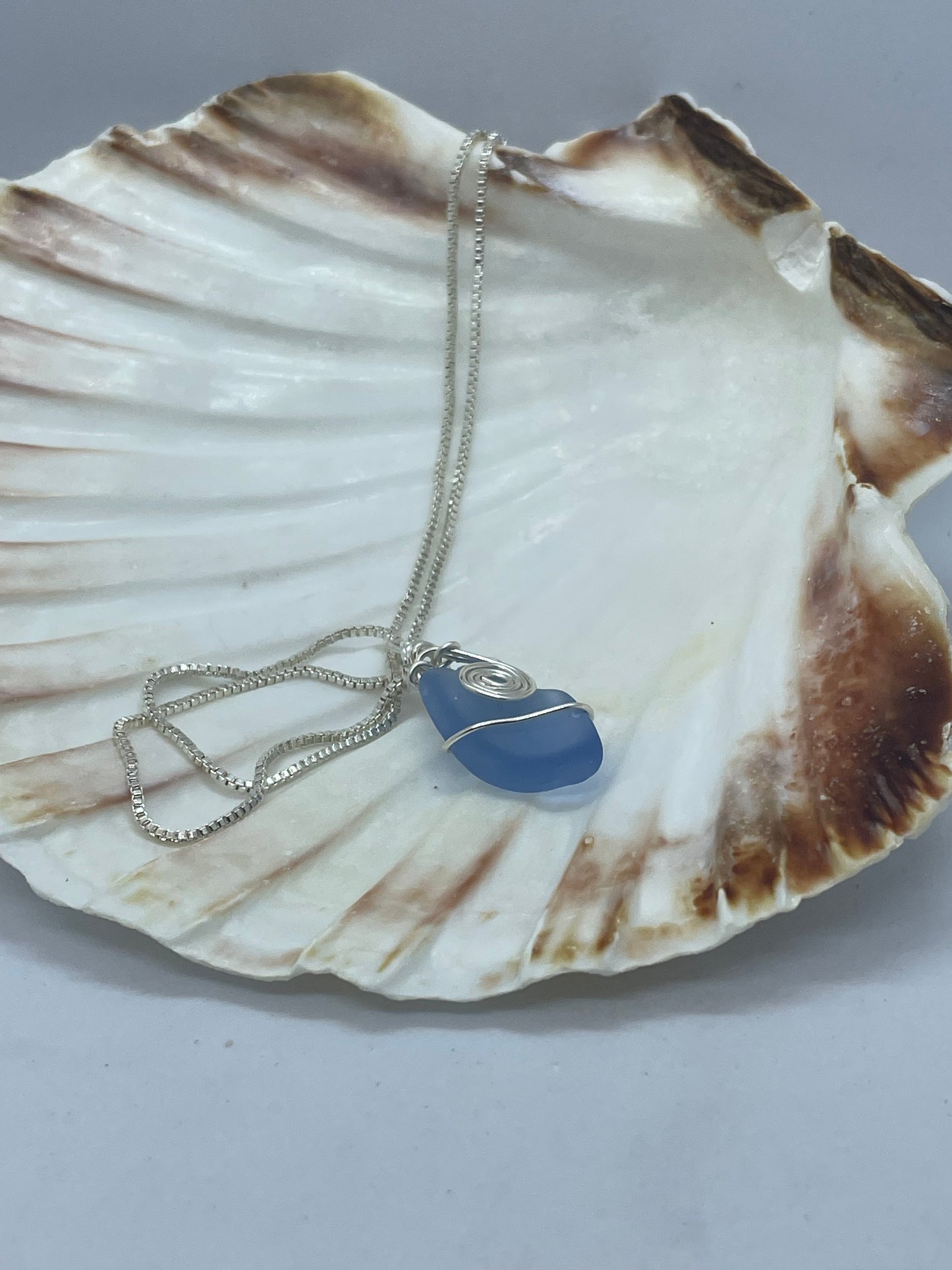 Pale blue seaglass necklace