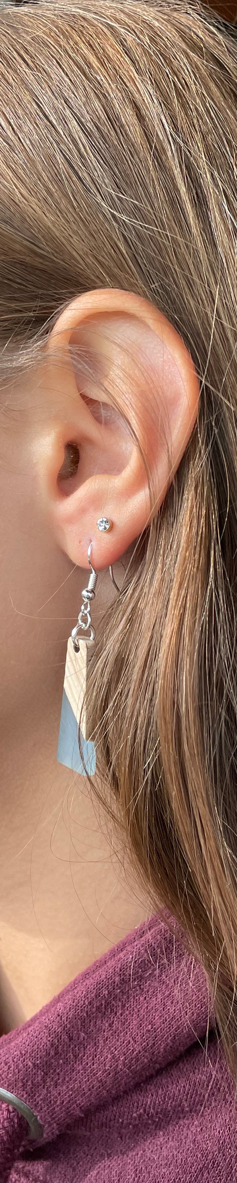 Grey & wood earrings