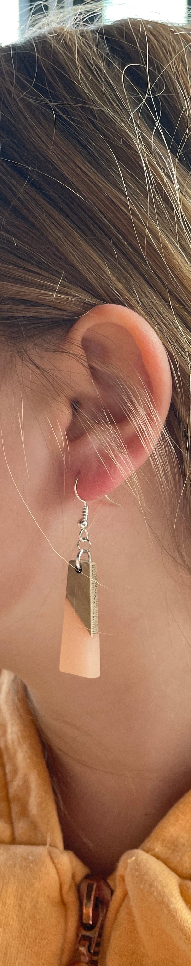 Orange & wood earrings