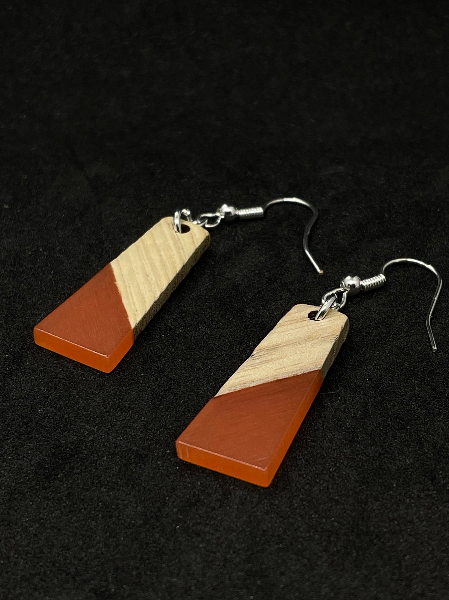 Orange & wood earrings