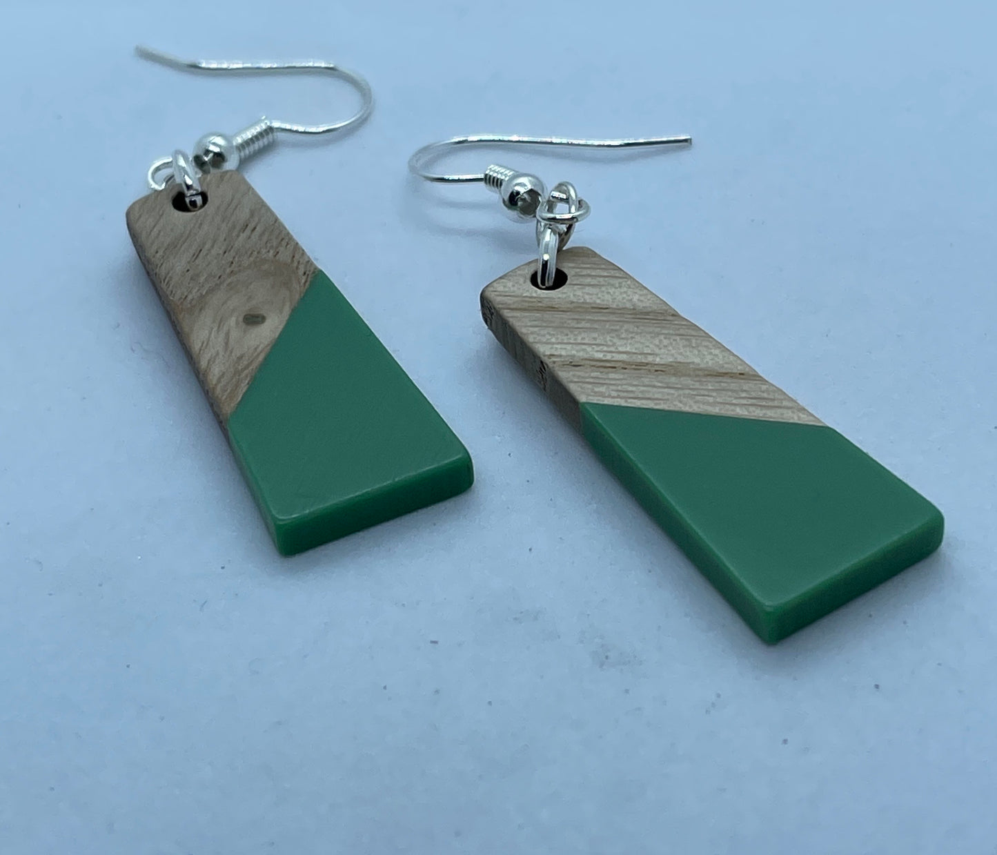Green & wood earrings