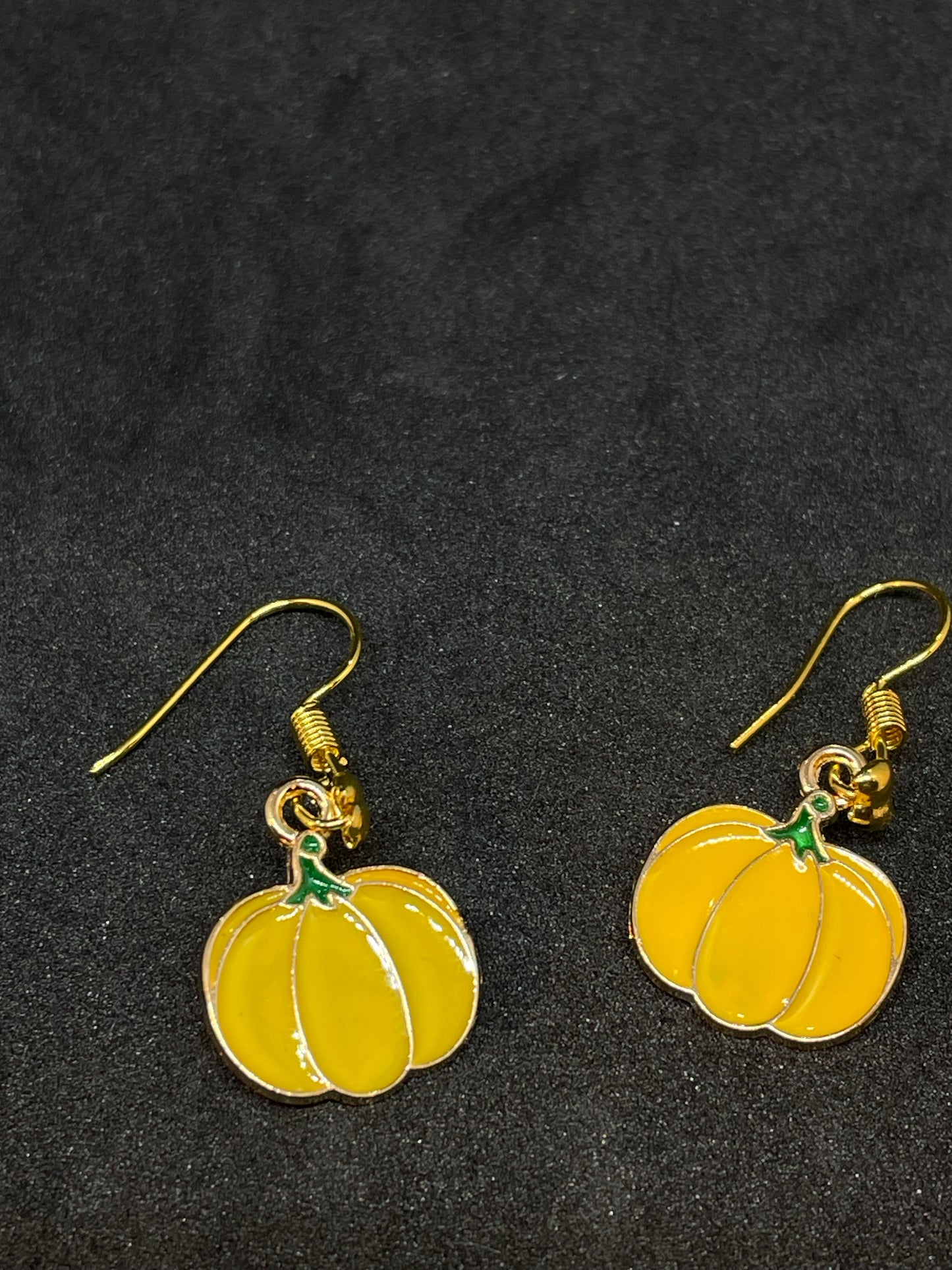 Pumpkin charm drop earrings with gold hooks