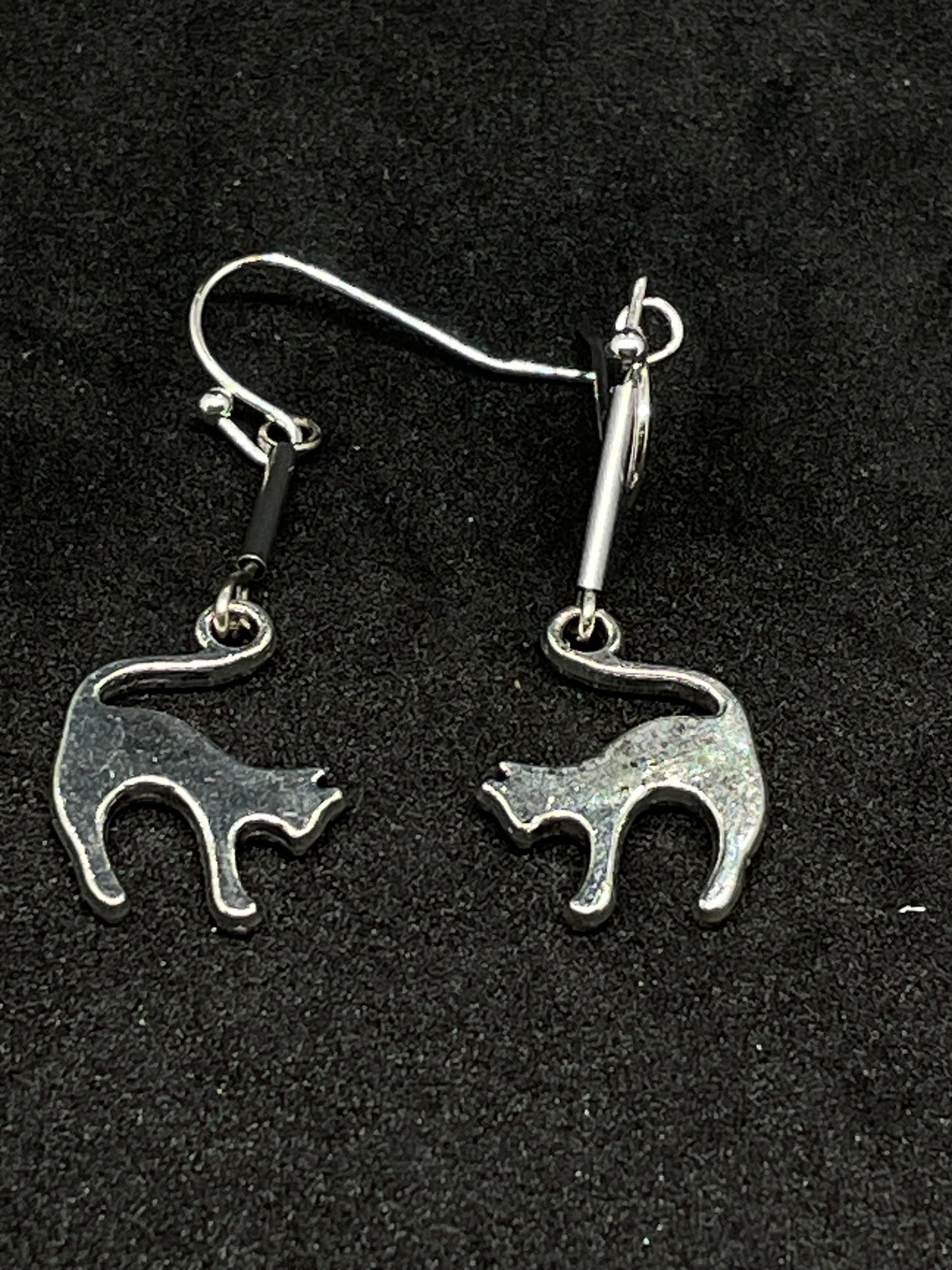Cat charm drop earrings