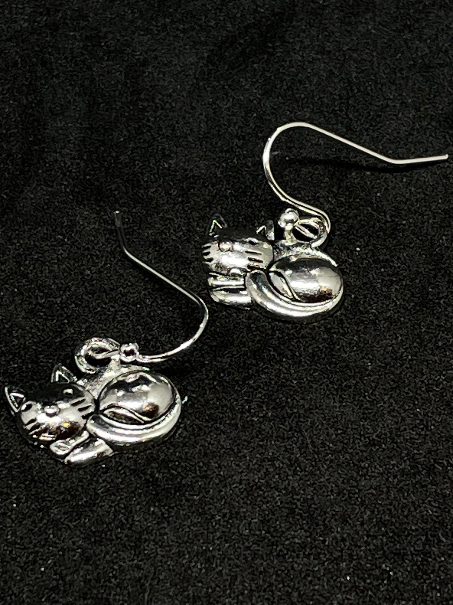 Cat charm drop earrings
