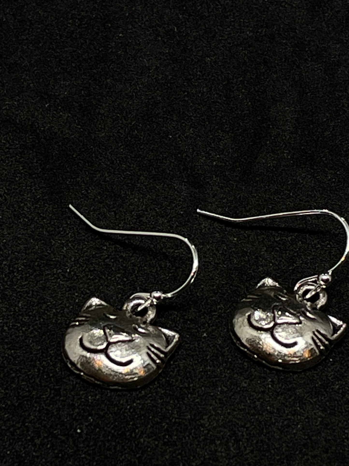 Cat charm drop earrings
