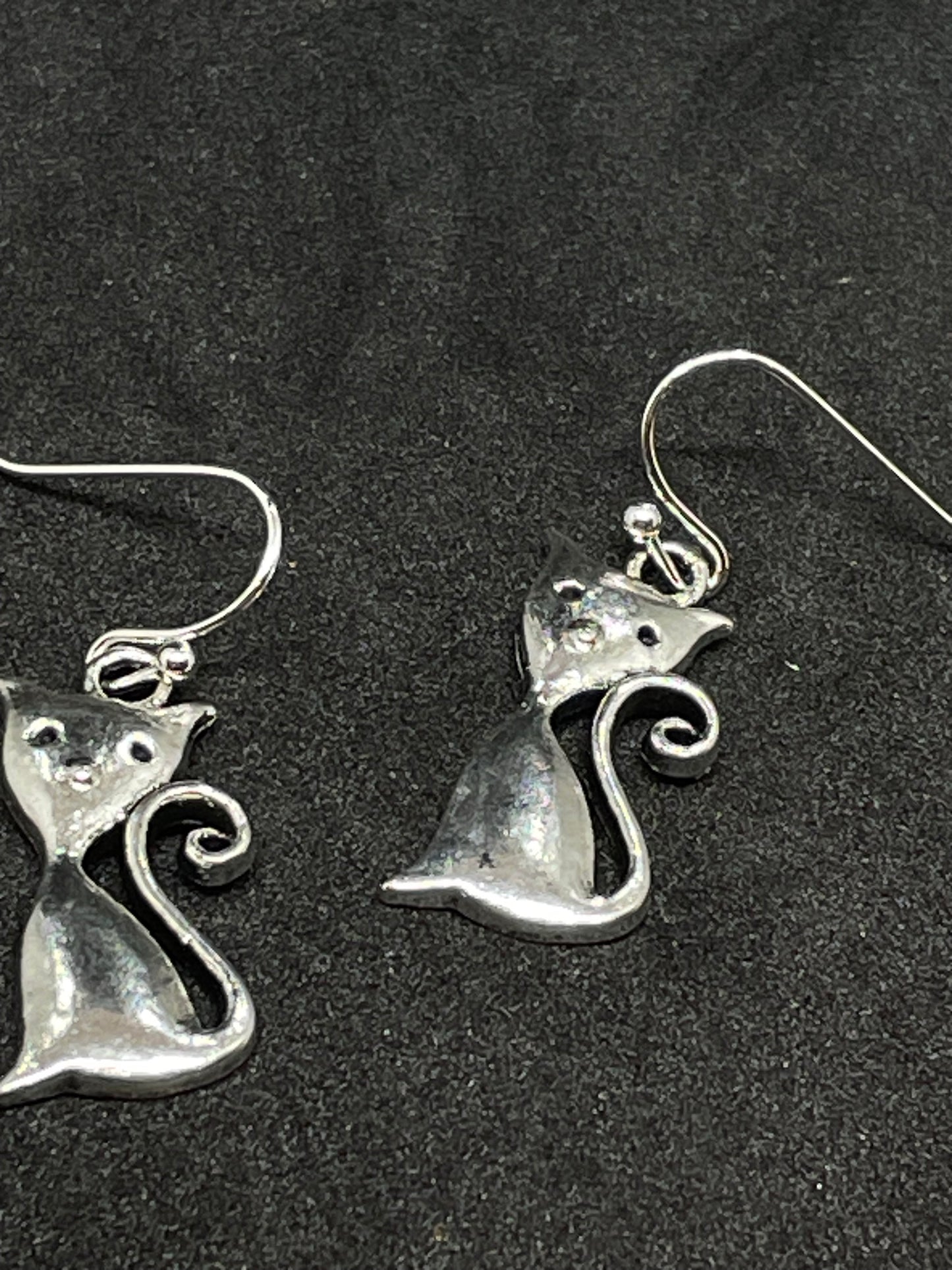 Cat charm drop earrings