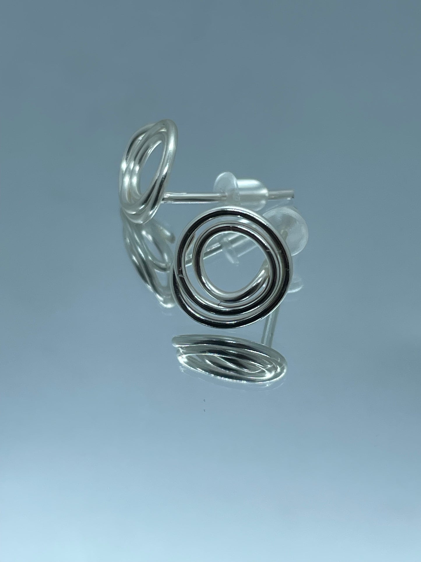Silver wire ring stud earrings