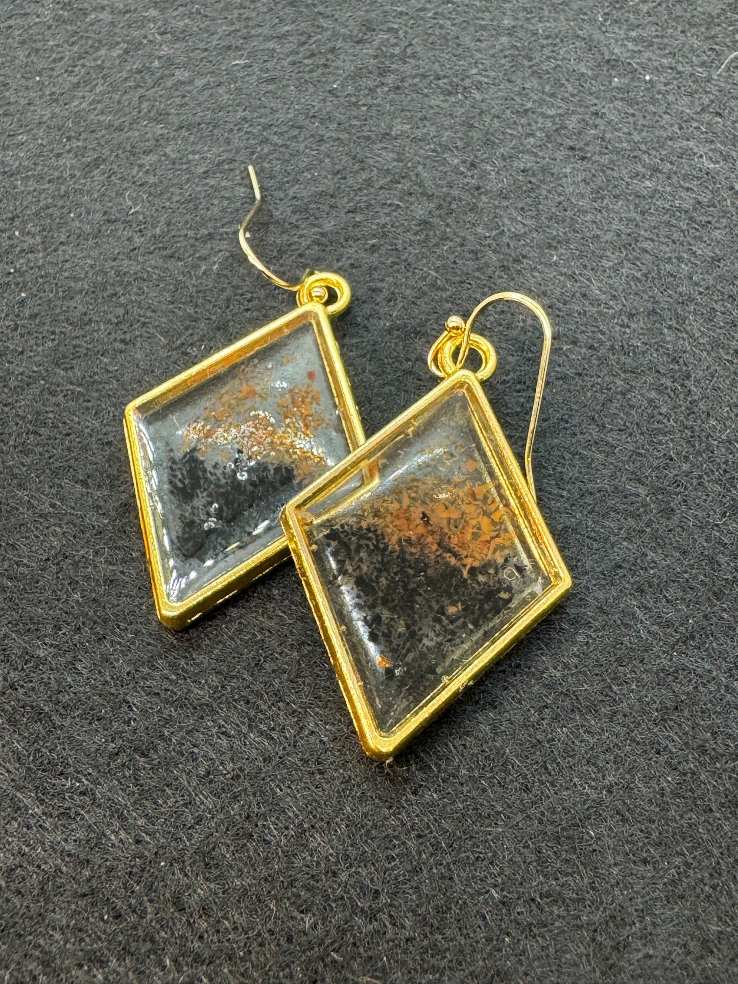 Orange and black drop earrings