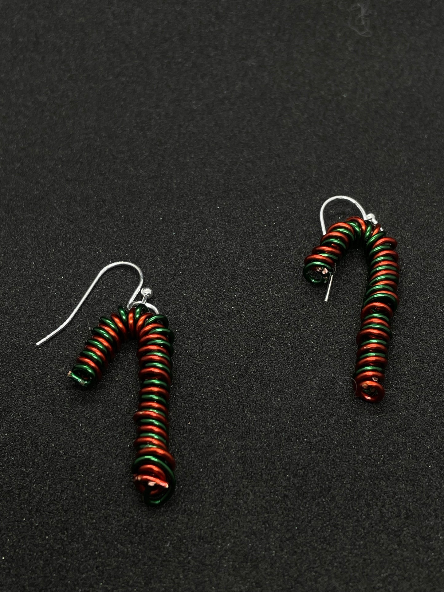 Twisted wire candy cane Christmas earrings
