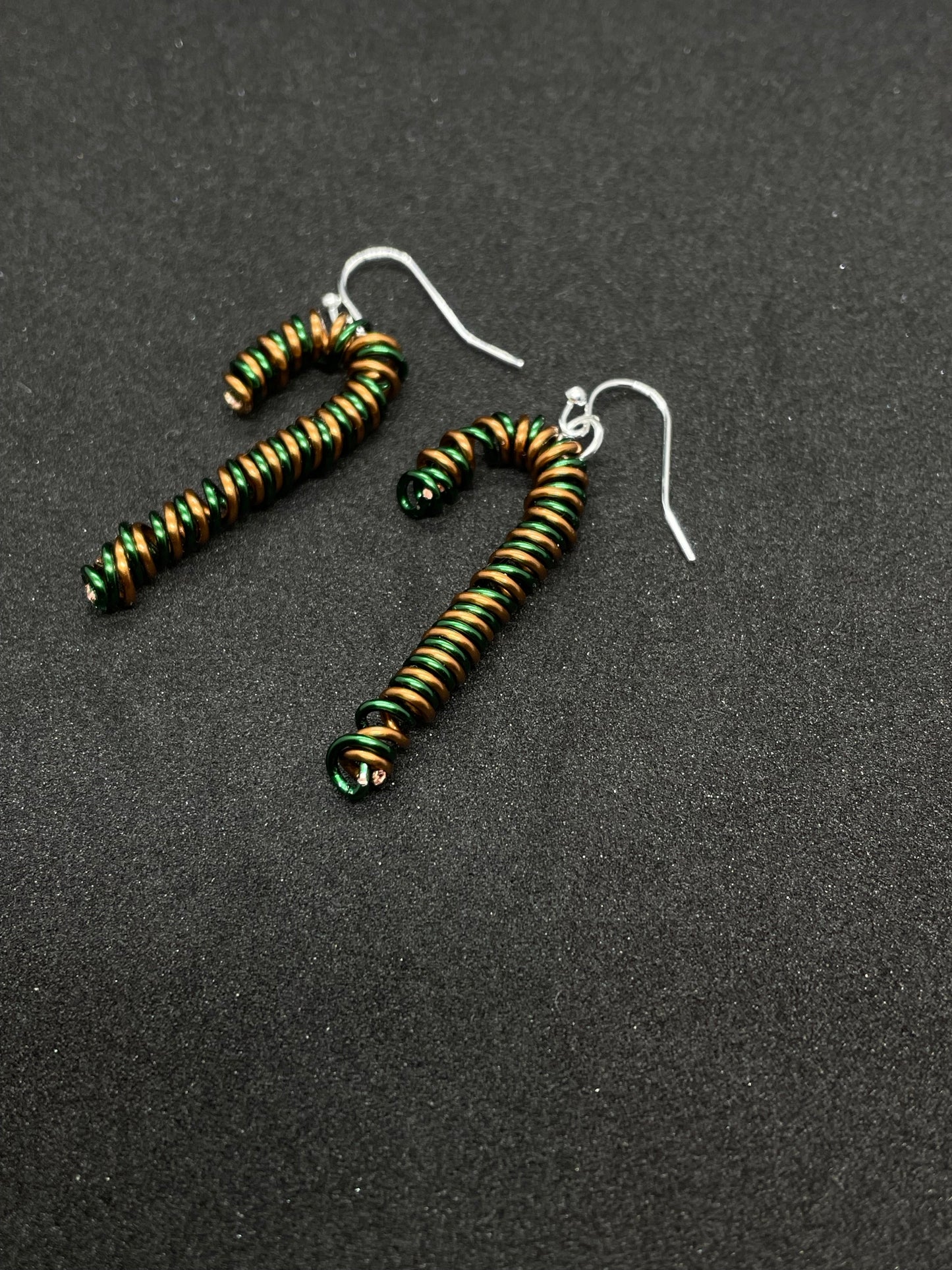 Twisted wire candy cane Christmas earrings
