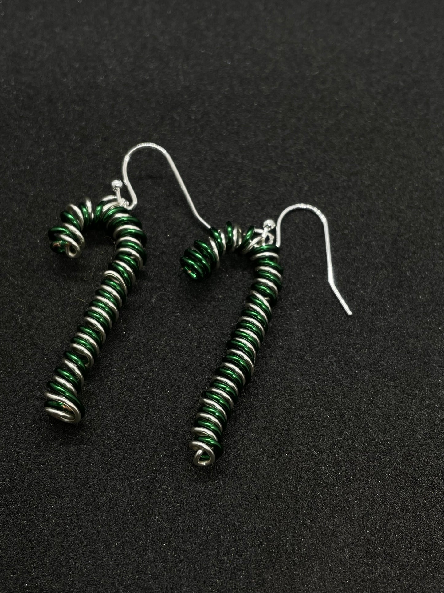 Twisted wire candy cane Christmas earrings