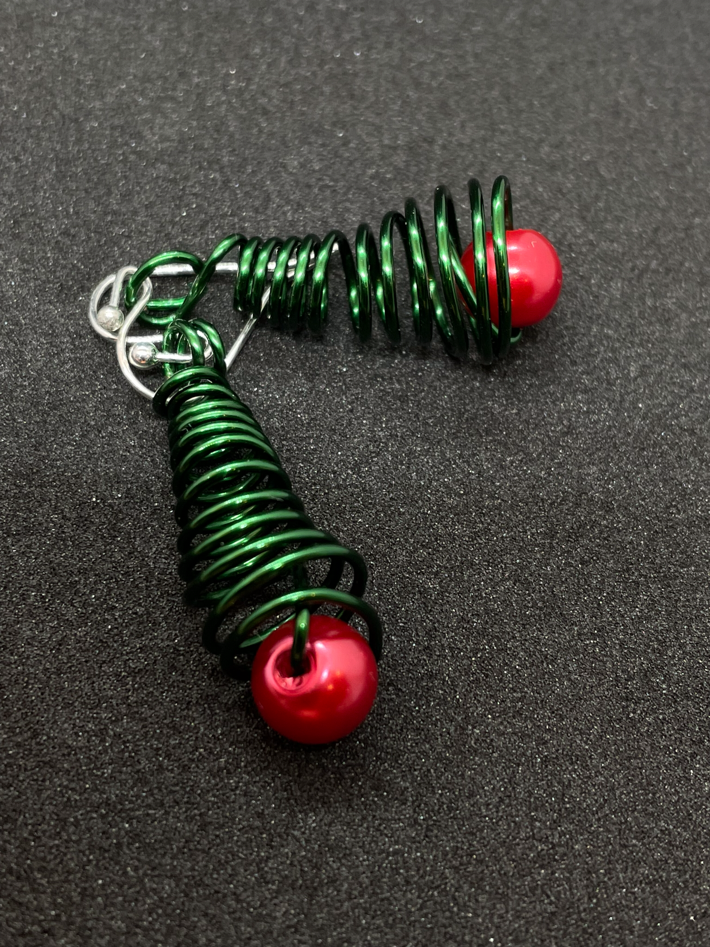 Coloured wire Festive tree drop earrings