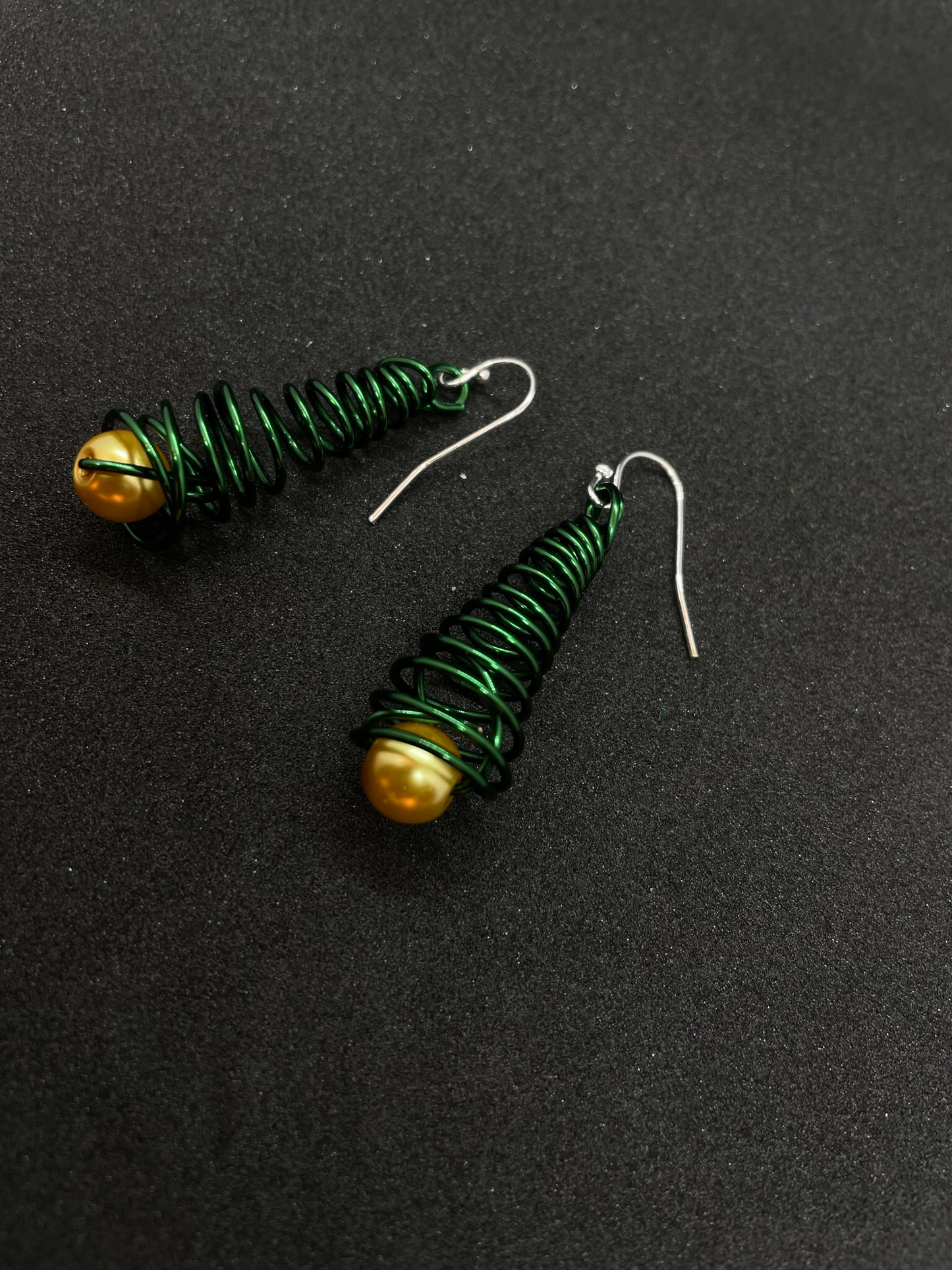 Coloured wire Festive tree drop earrings