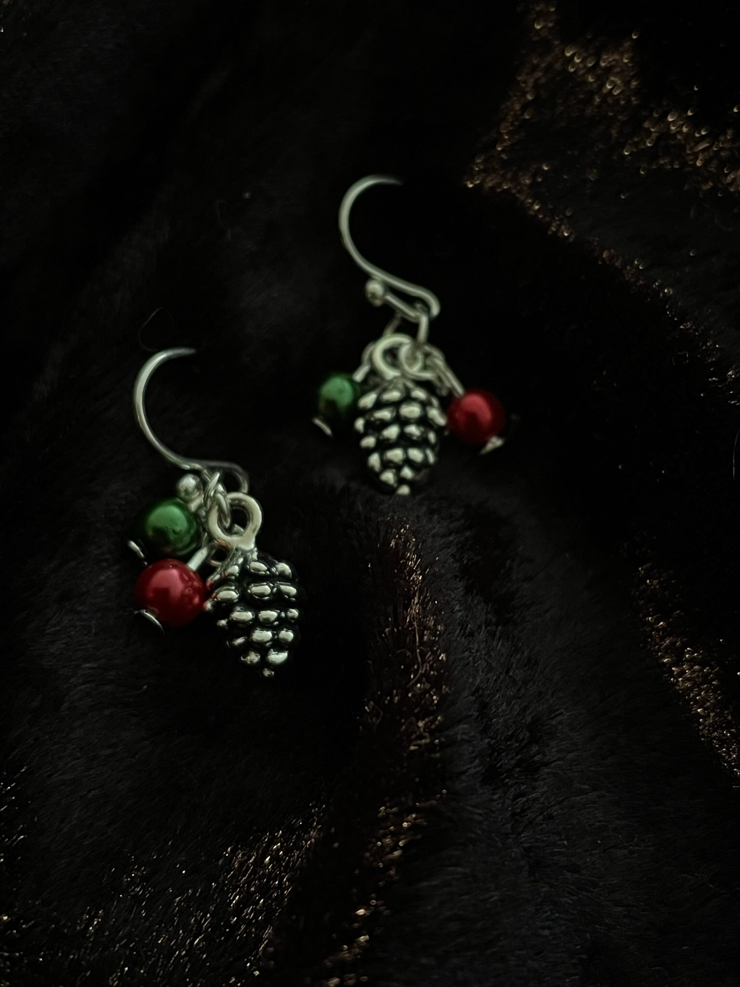Festive fir cone drop earrings