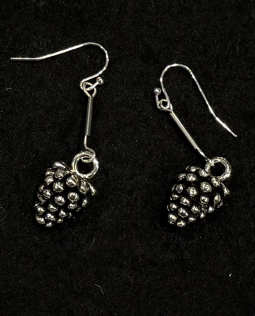 Large Silver Fir Cone Drop Earrings