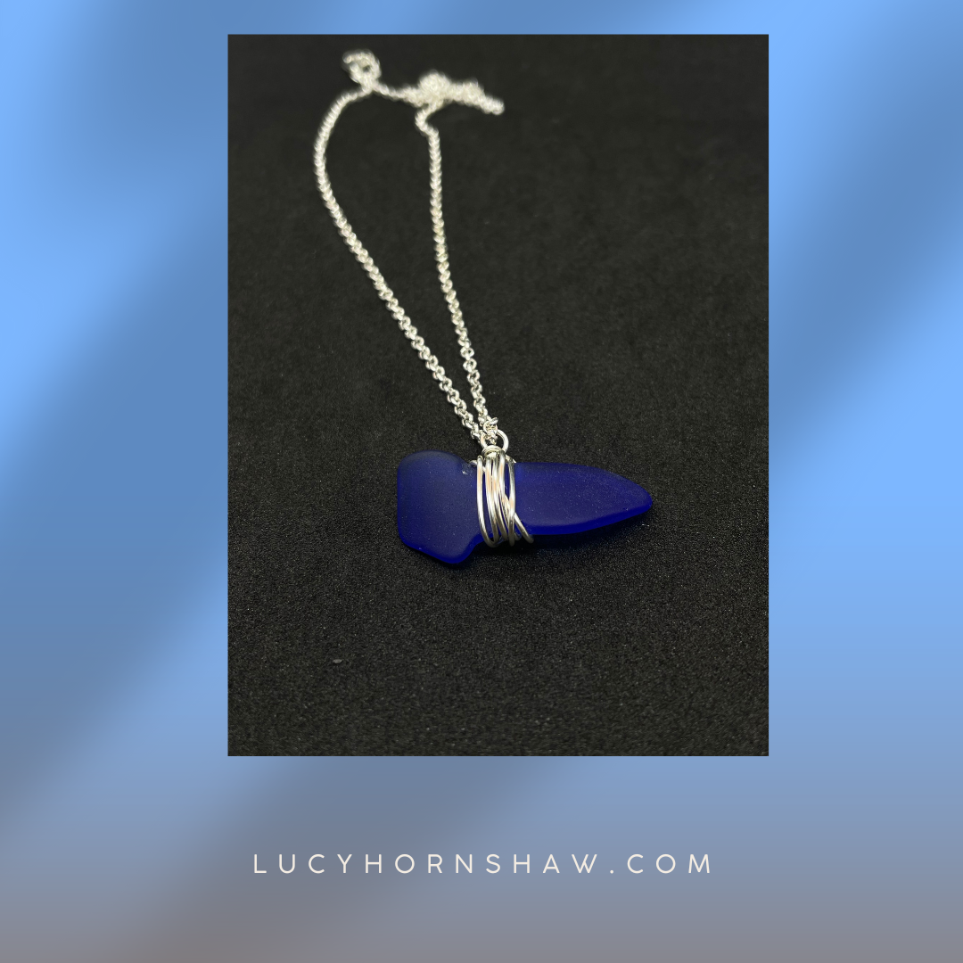 Blue seaglass necklace