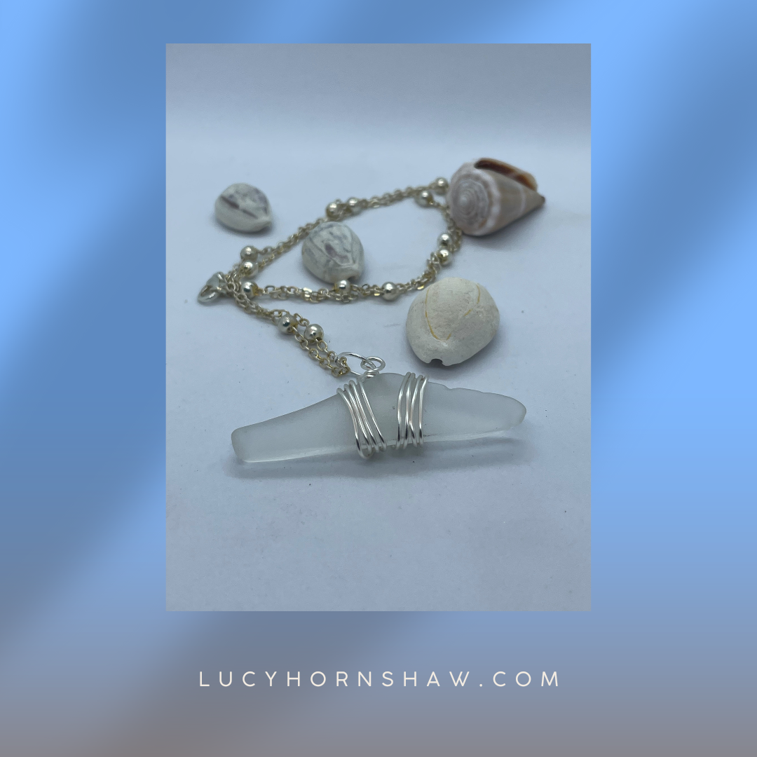 White seaglass necklace