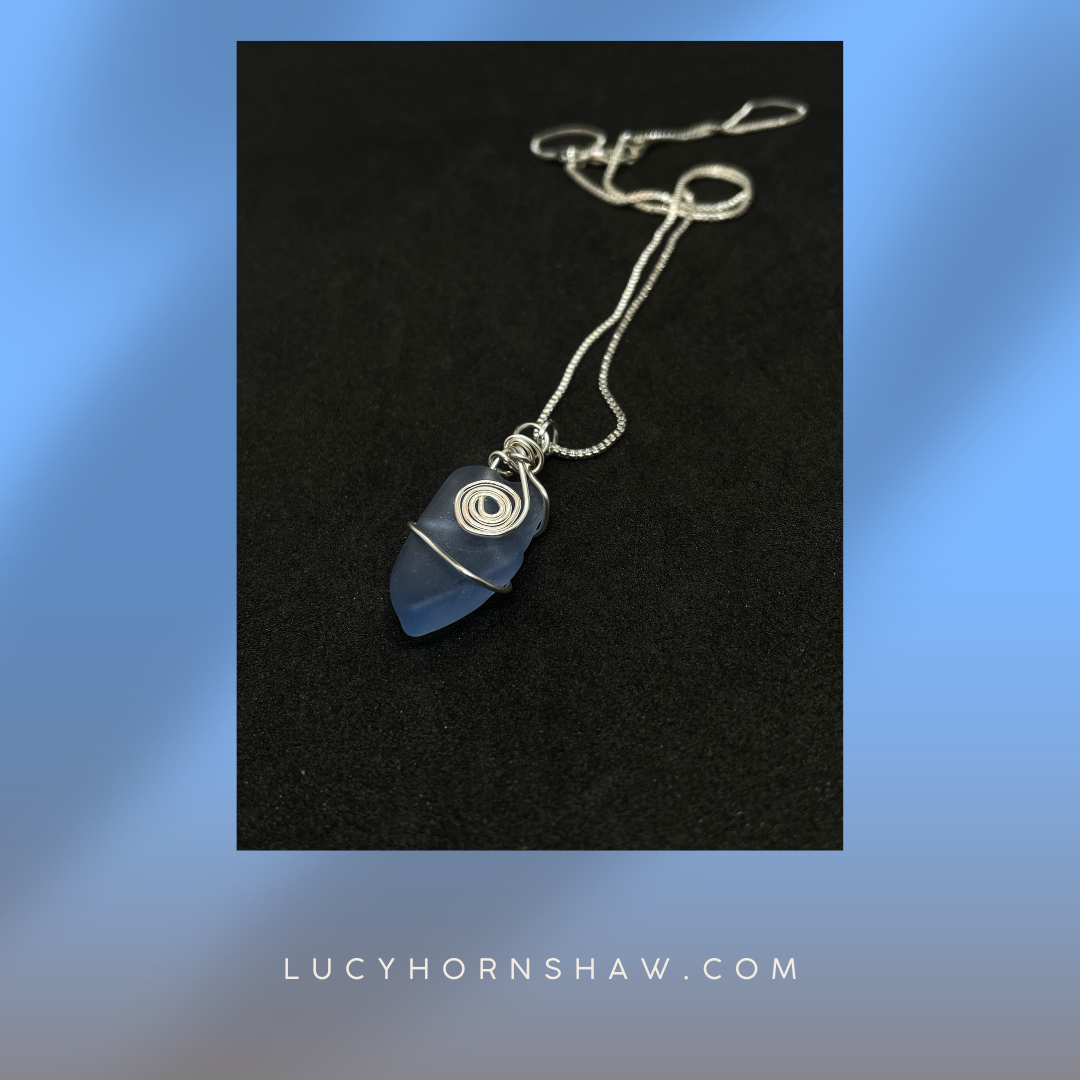 Pale blue seaglass necklace