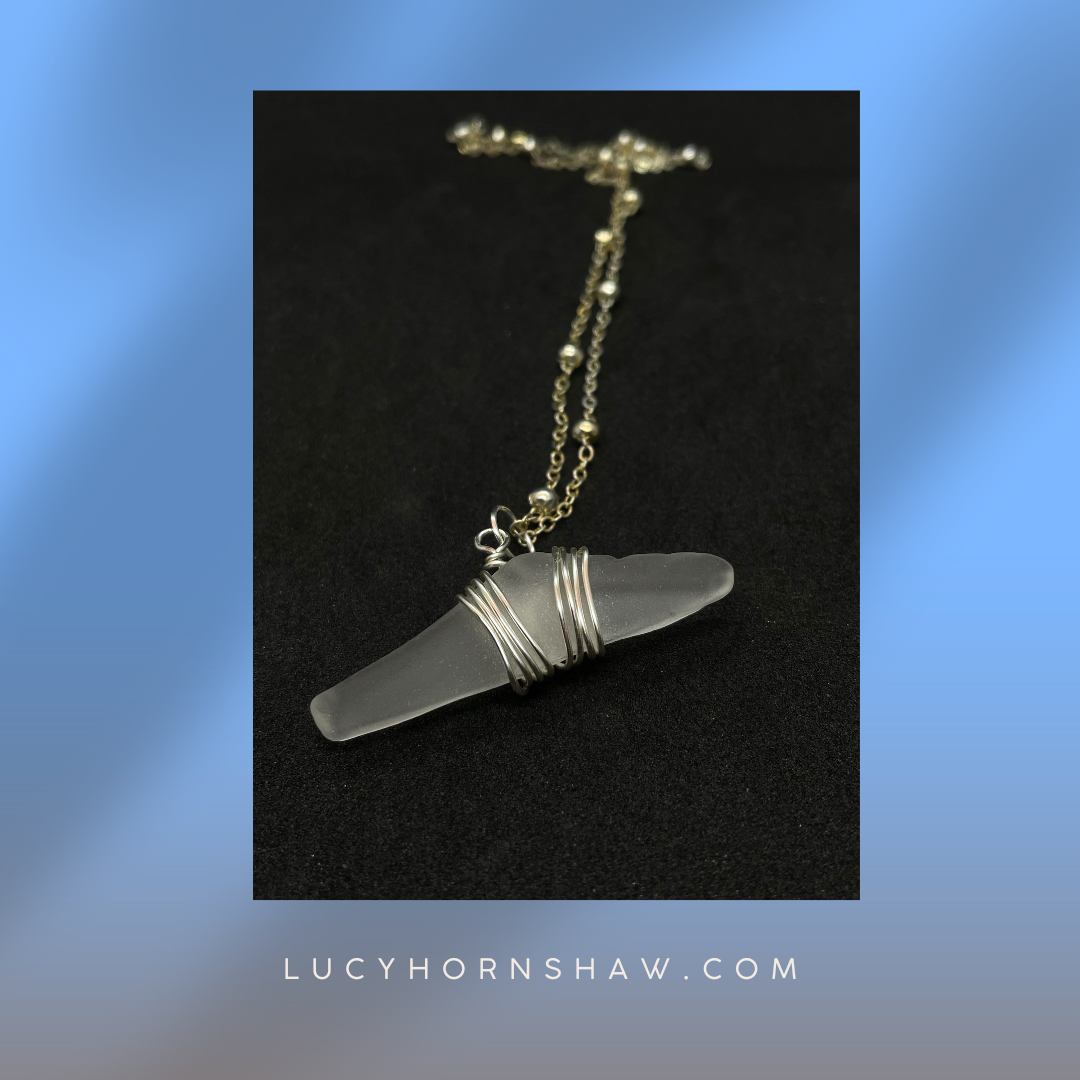 White seaglass necklace