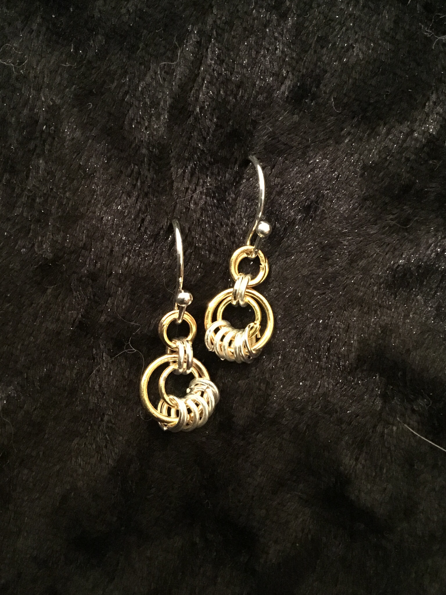 Wire silver & gold ring earrings