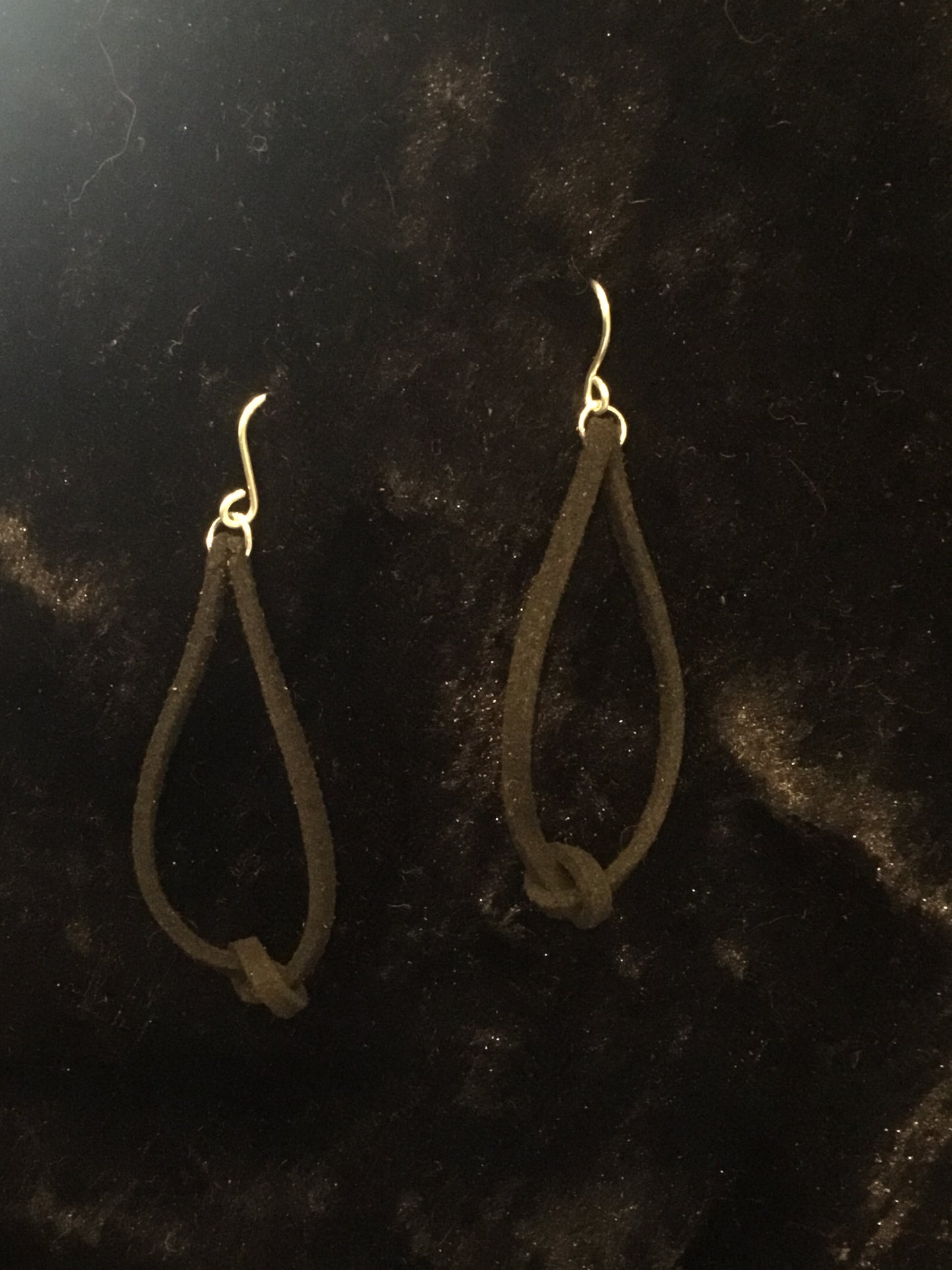 Black leather thong earrings
