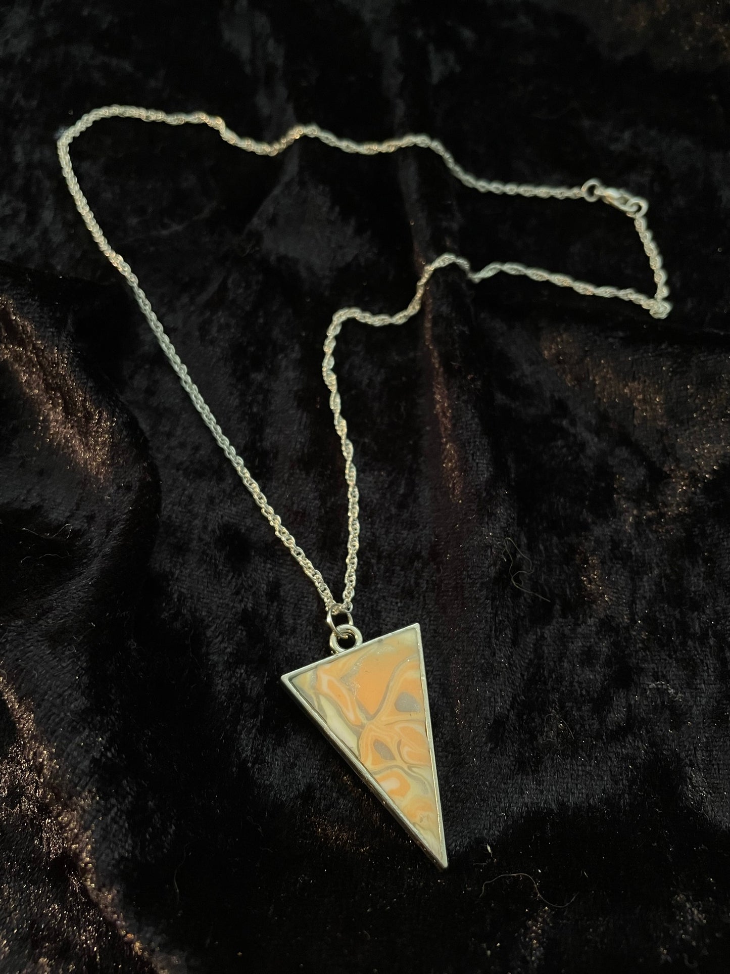 Apricot & grey Polymer clay necklace
