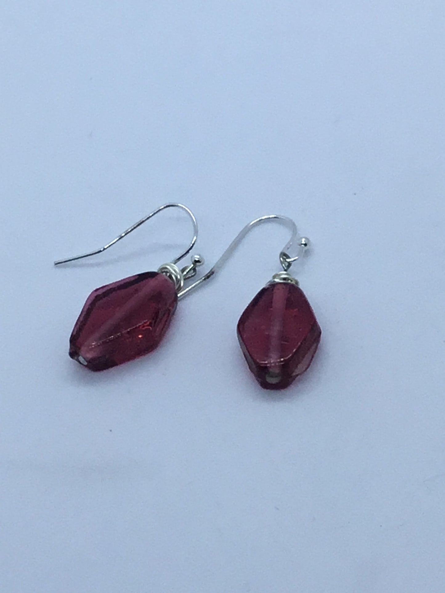 Wire & pink bead earrings