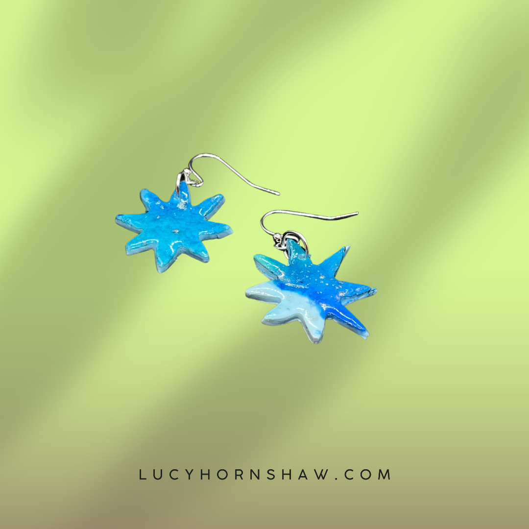 Blue Star Polymer clay earrings