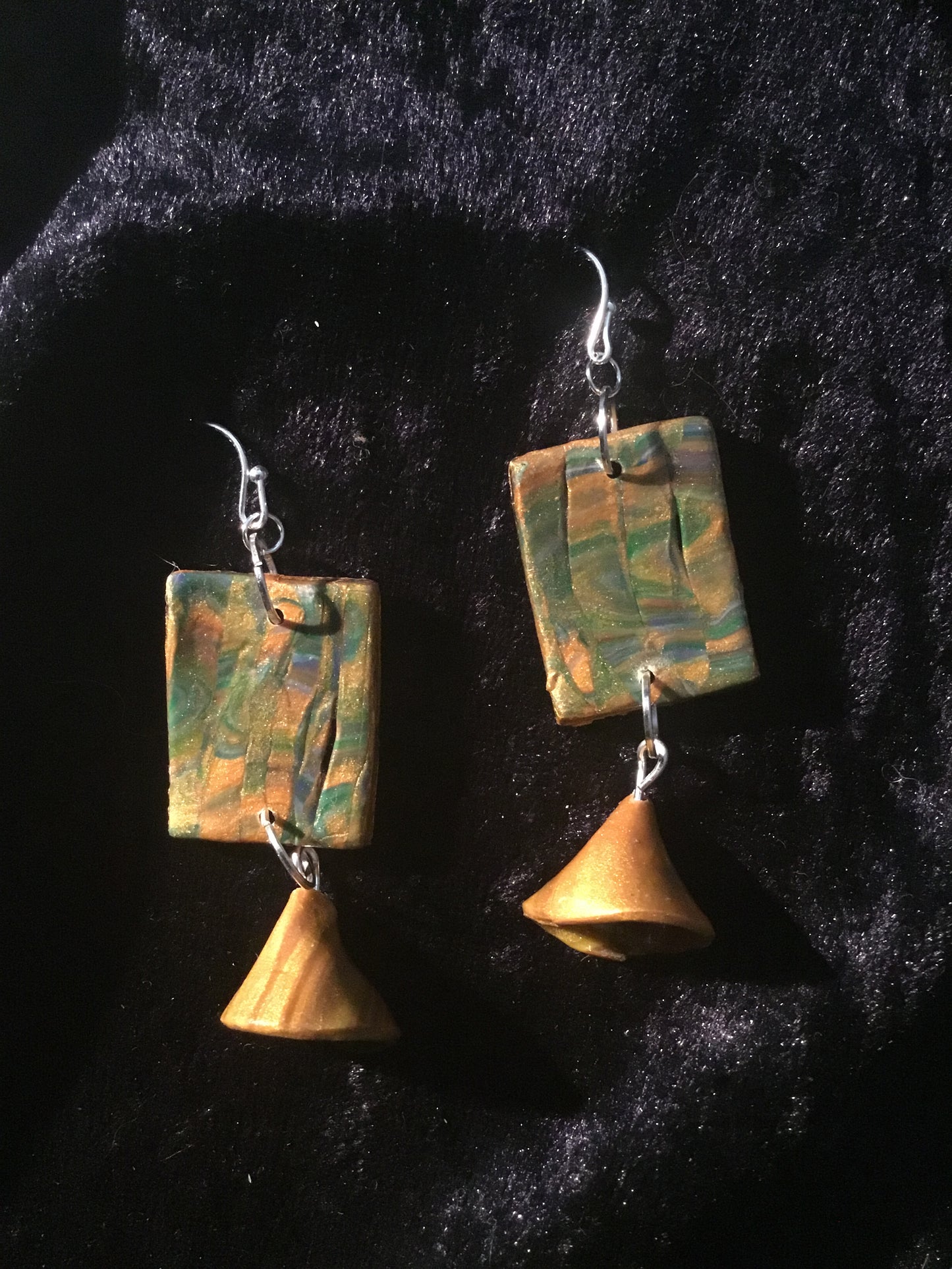 Mustard & green Polymer clay earrings
