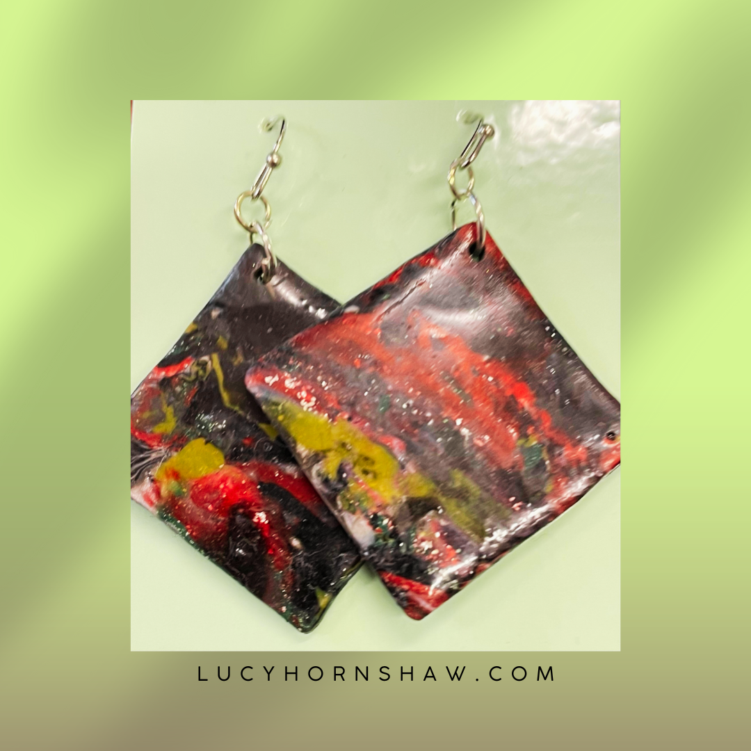 Multi coloured Polymer clay earrings