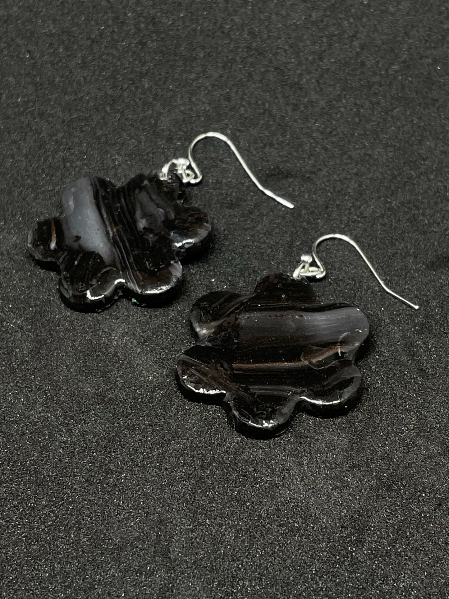 Black & grey flower Polymer clay earrings