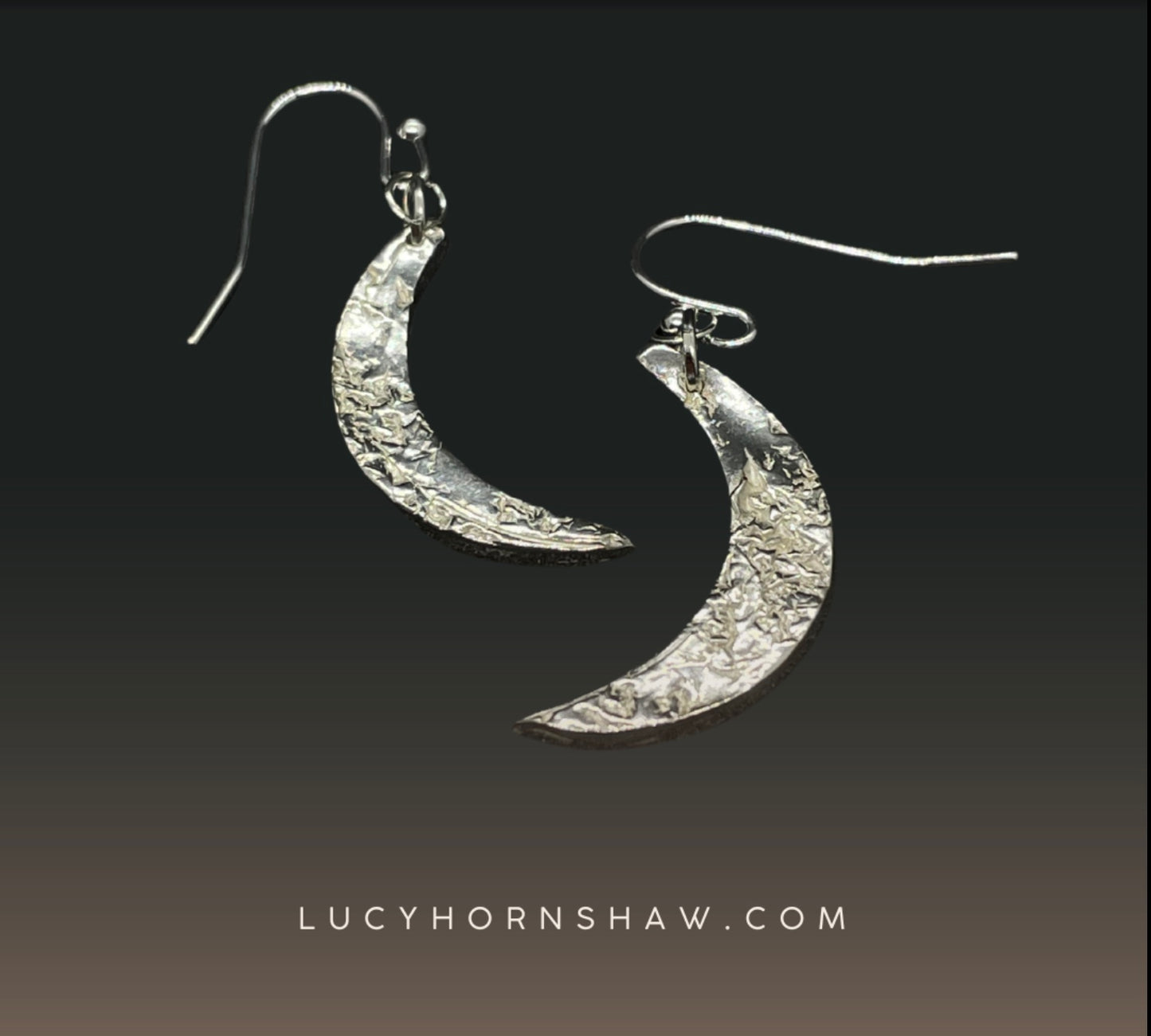 Silver crescent moon earrings