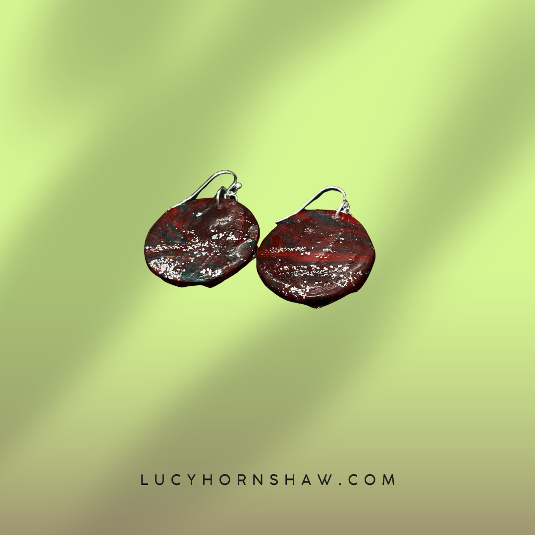 Burgundy Polymer clay earrings