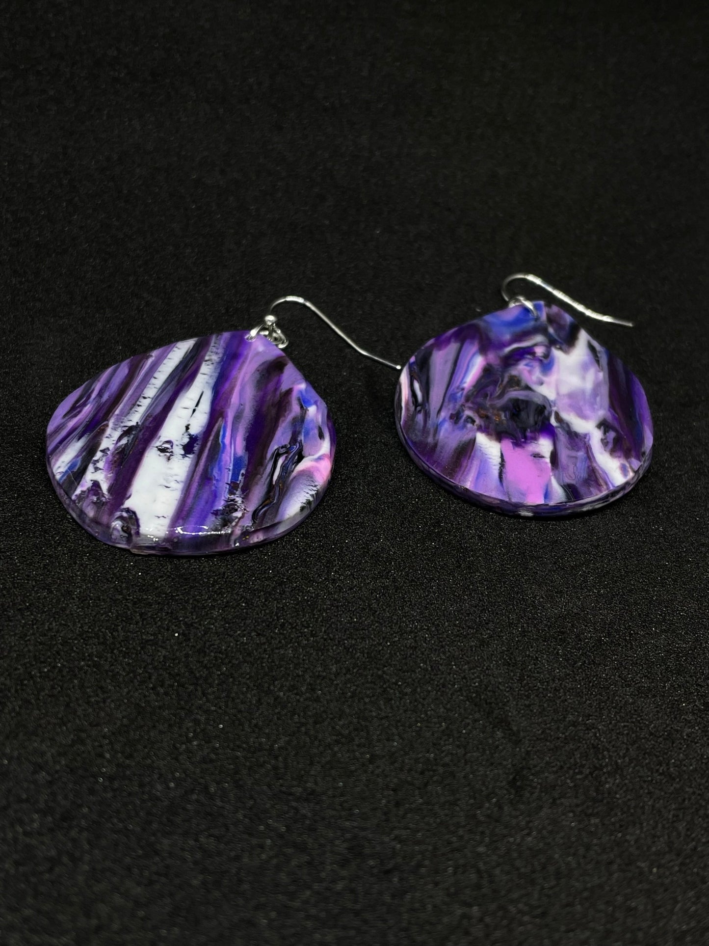 Purple teardrop Polymer clay earrings