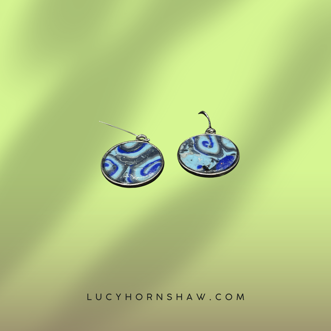 Blue & black Polymer clay earrings