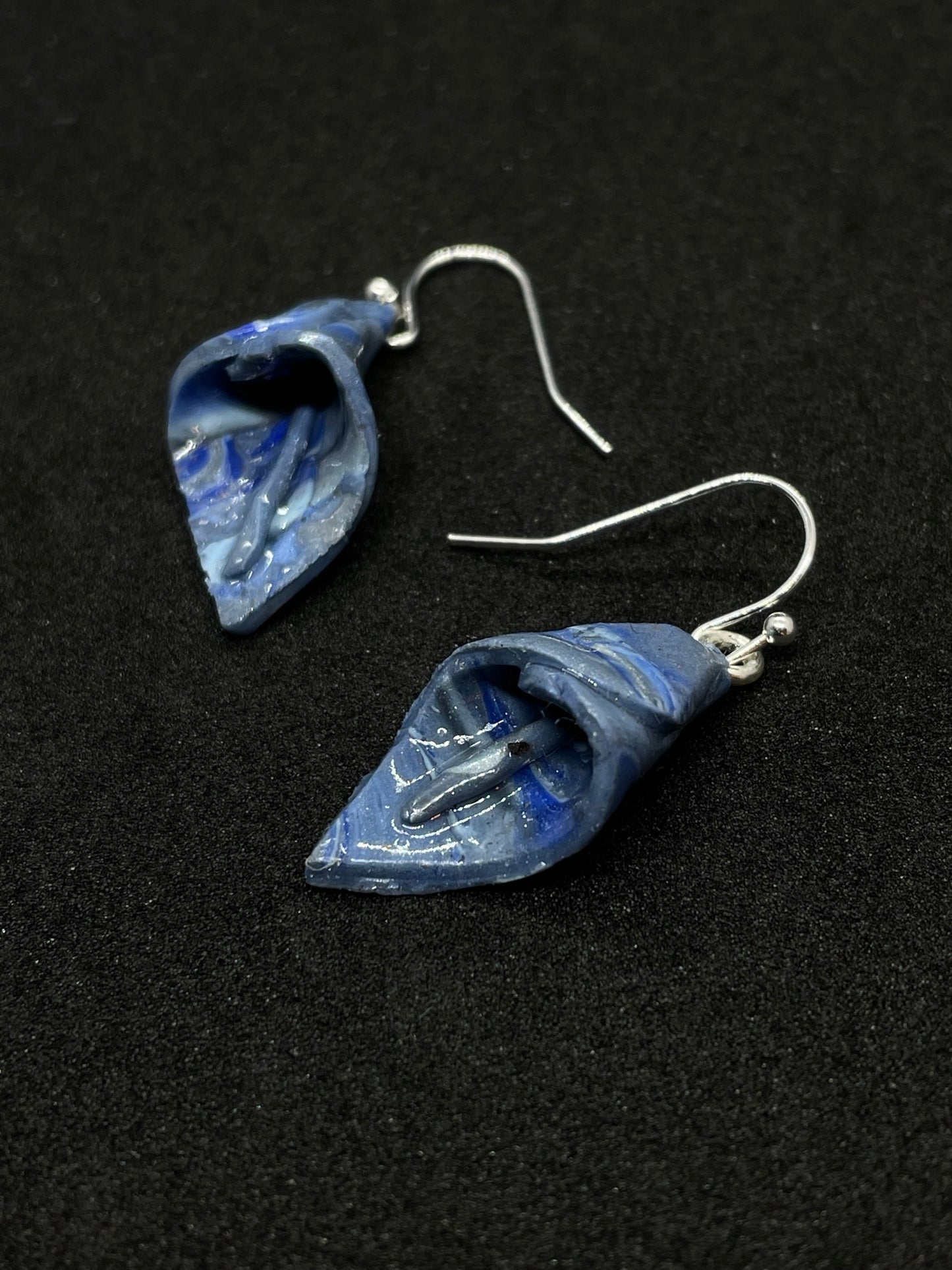 Blue lily Polymer clay earrings