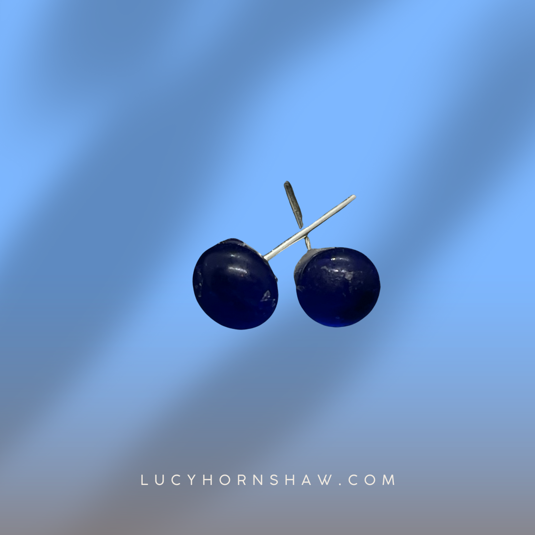 Fused glass stud earrings - Navy blue