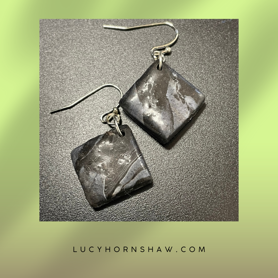 Black & grey Polymer clay earrings