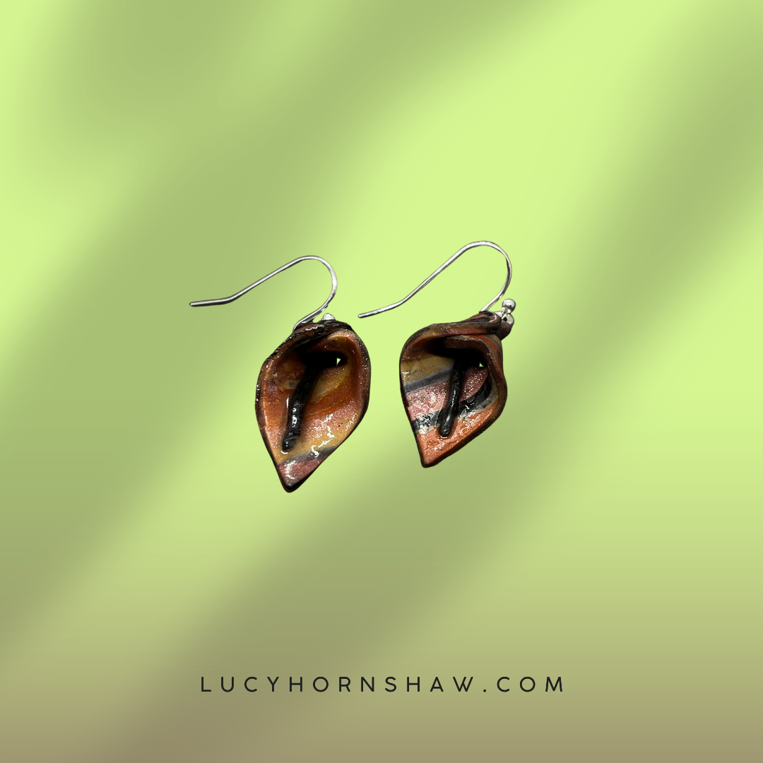 Brown lily Polymer clay earrings