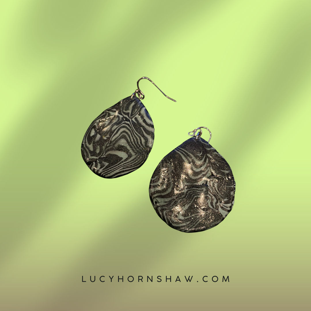 Black & turquoise Polymer clay earrings