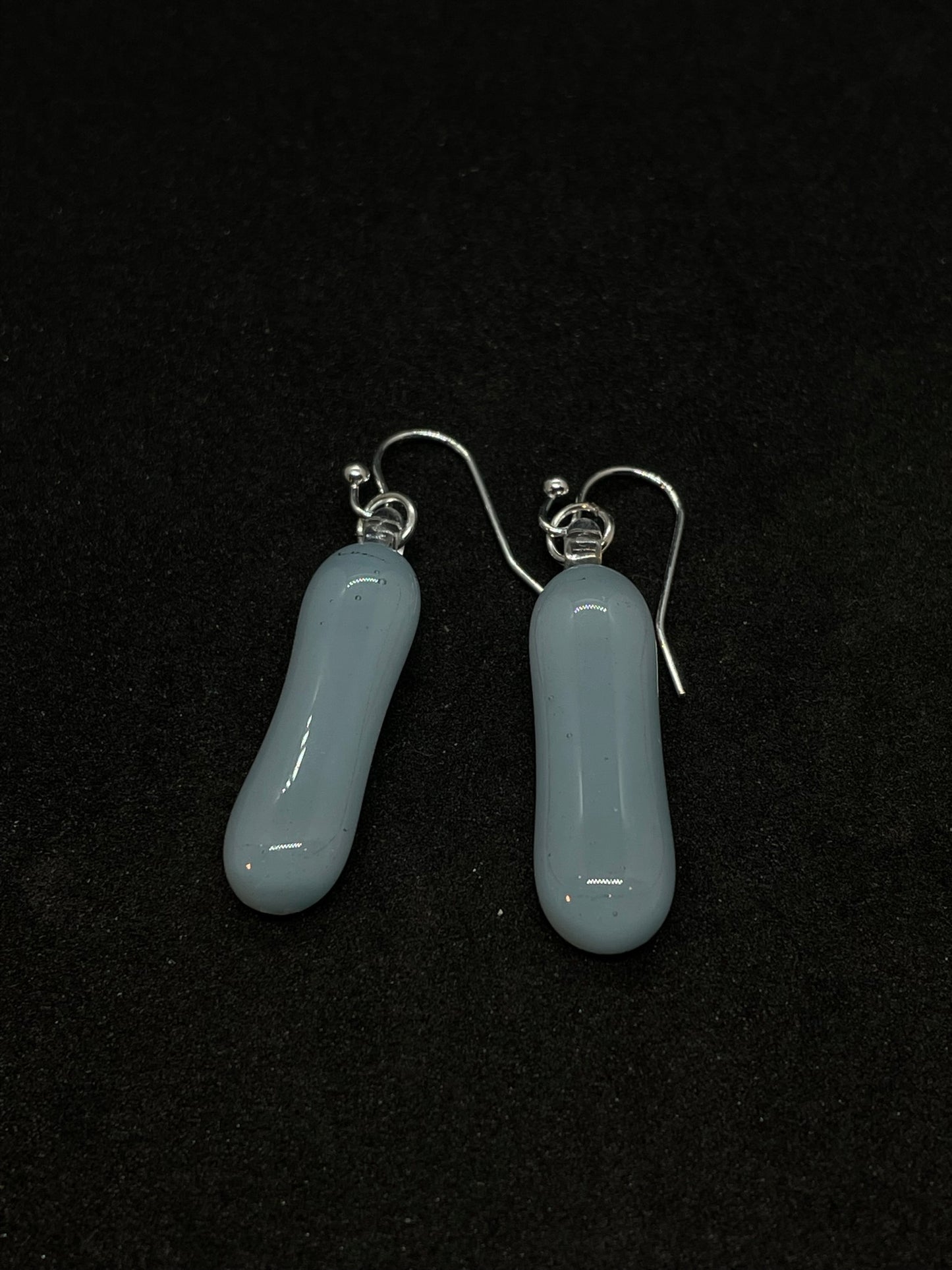 Fused white glass oblong earrings